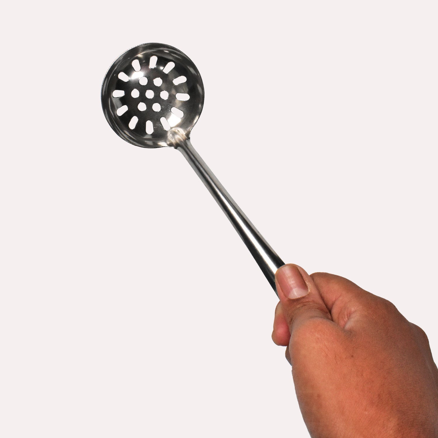 7007  Stainless Steel Slotted Spoon with Plastic Handle, Comfortable Grip Design Strainer Ladle for Kitchen(27cm). Dukandaily