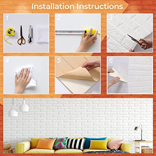 9296 Design Wallpaper 3D Foam Wallpaper Sticker Panels I Ceiling Wallpaper For Living Room Bedroom I Furniture, Door I Foam Tiles (Size - 73x70 cm) Dukandaily