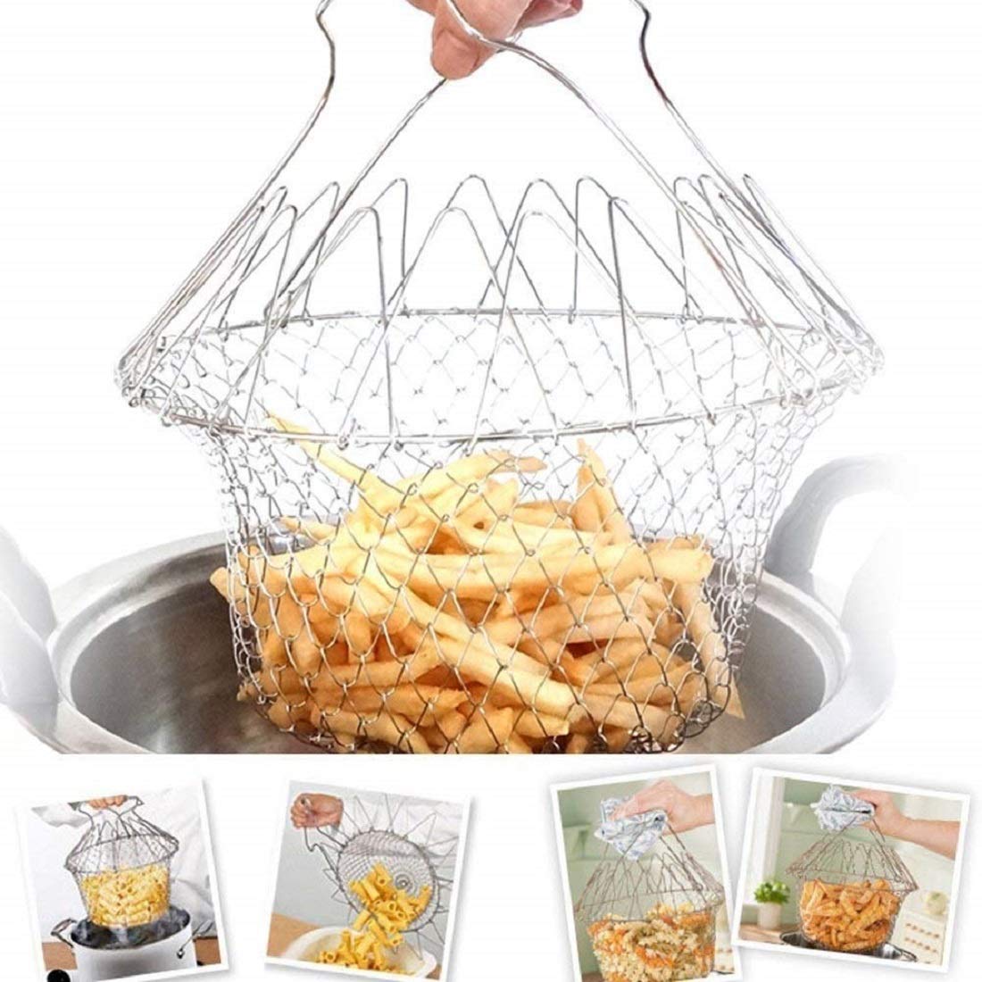 139 Foldable Strainer Chef Basket Dukandaily