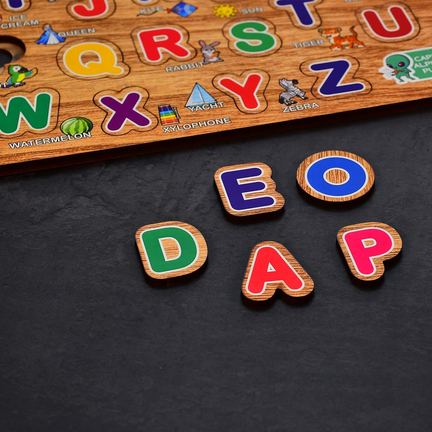 3495 Wooden Capital Alphabets Letters Learning Educational Puzzle Toy for Kids. Amd-Dukandaily