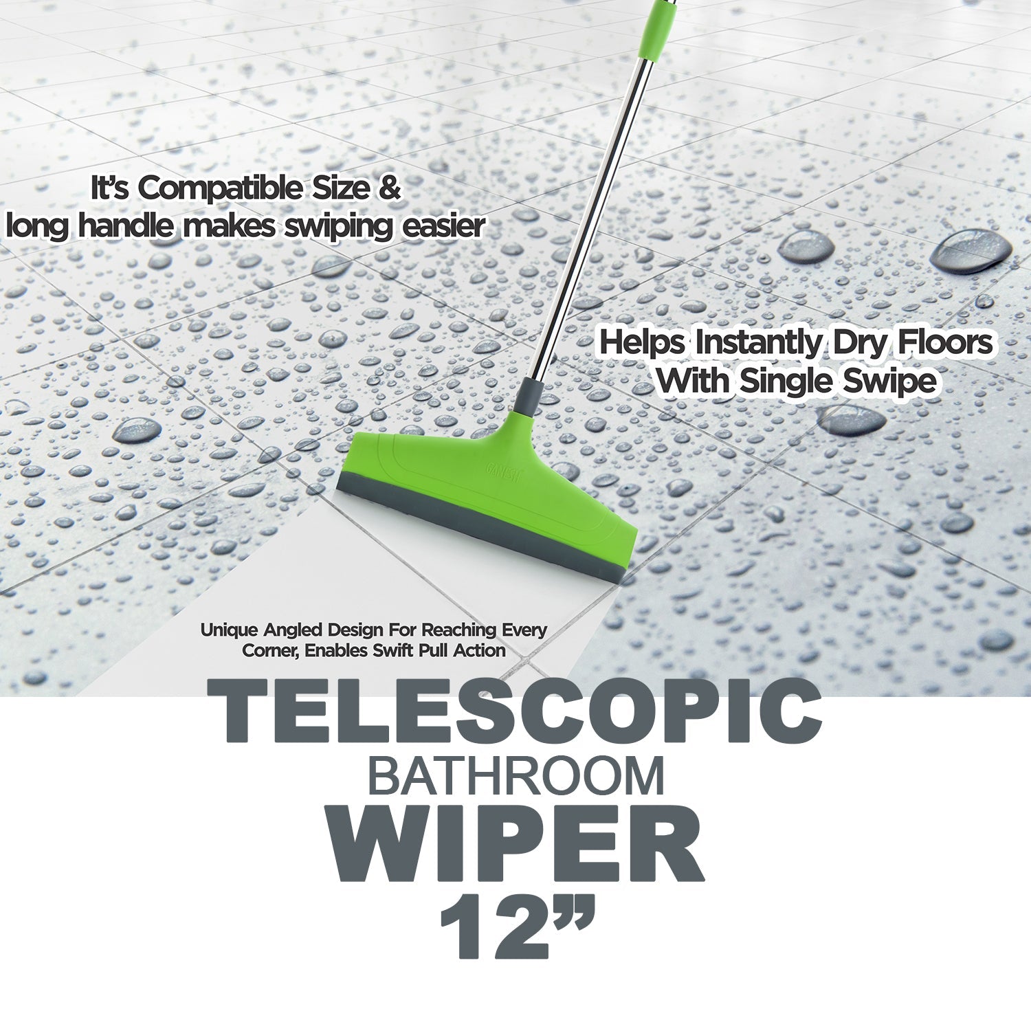 8708 Ganesh Telescopic Bathroom Wiper 12 Inch (30 cm) Dukandaily