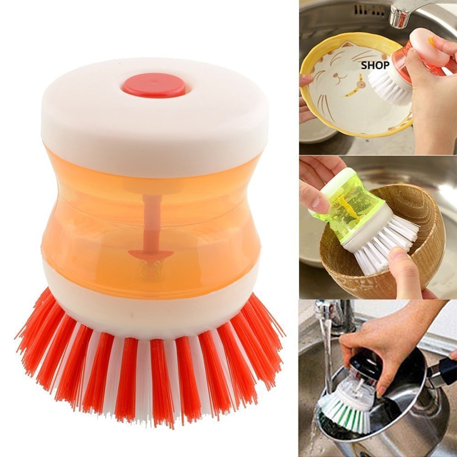 0159A Cleaning Brush with Liquid Soap Dispenser Dukandaily