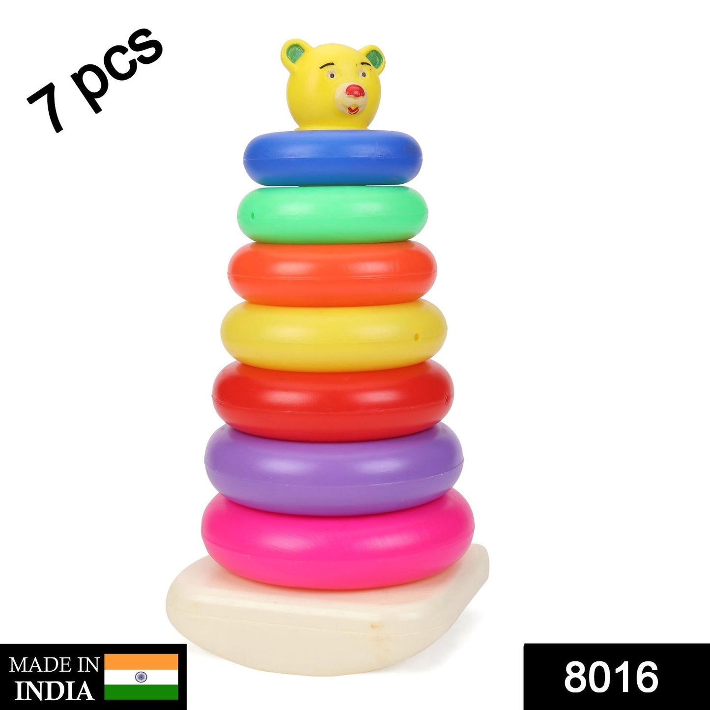 8016 Plastic Baby Kids Teddy Stacking Ring Jumbo Stack Up Educational Toy 7pc Dukandaily