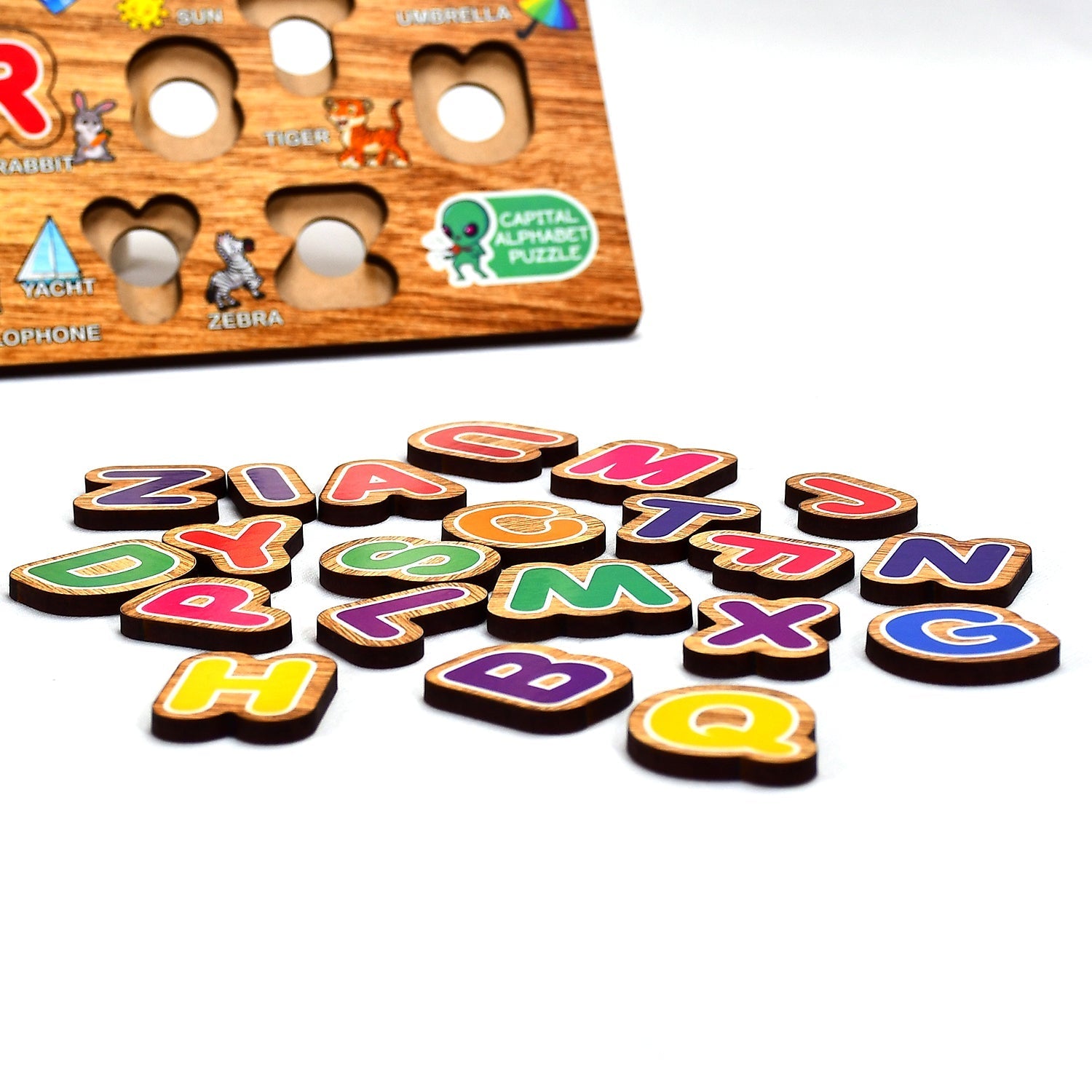 3495 Wooden Capital Alphabets Letters Learning Educational Puzzle Toy for Kids. Amd-Dukandaily