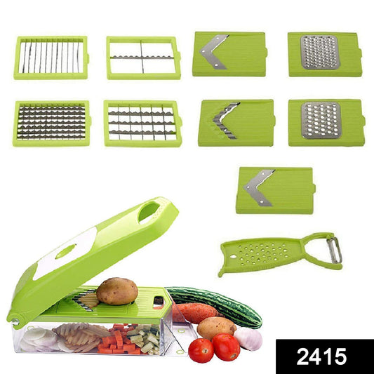 2415 Vegetable Cutter Chopper Chipser for Kitchen 12 in 1 (11 Blade and 1 Peeler) DeoDap