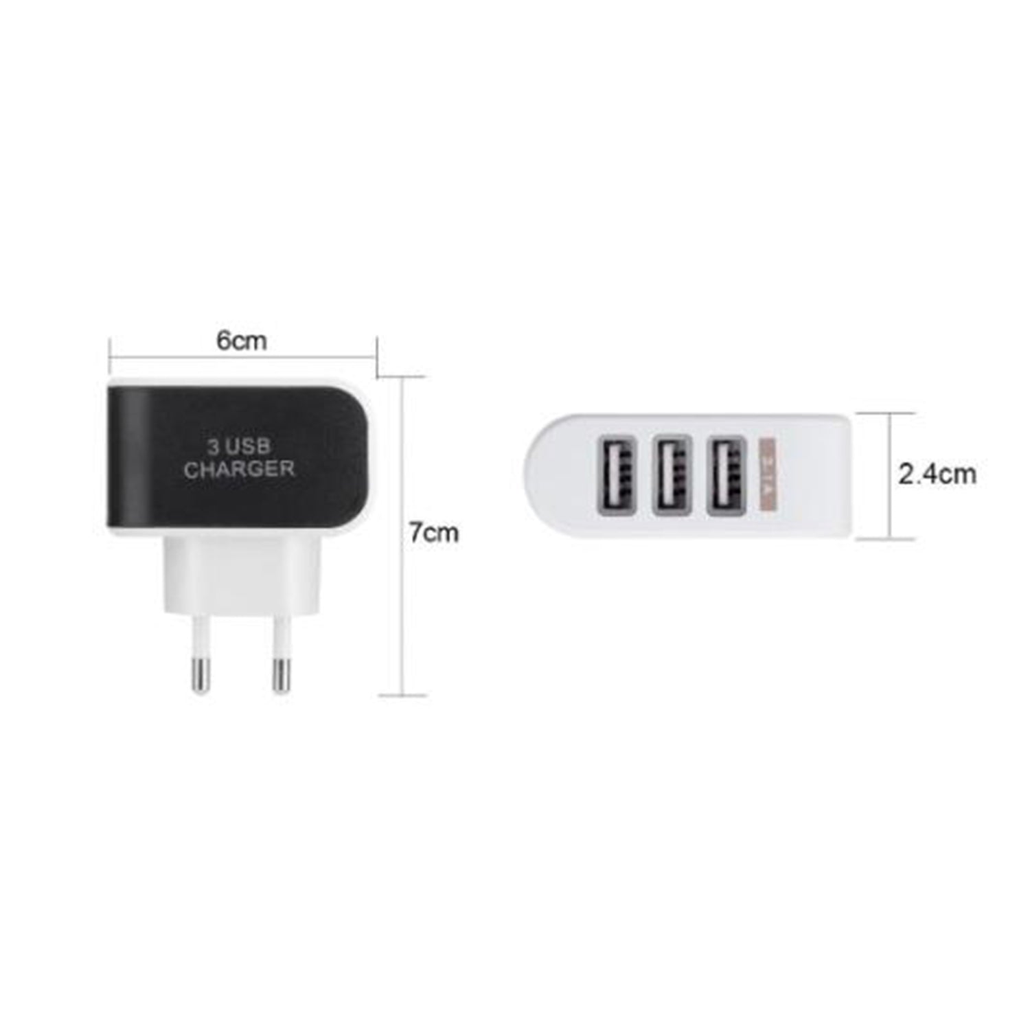 1705 Triple USB 3 Port Wall AC Adapter Charger for Mobile Phone (1Pc Only) Dukandaily