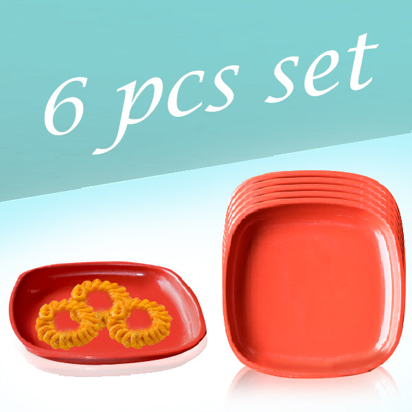2394 Microwave Safe Quarter Plates  Square 6 Pcs, Dukandaily