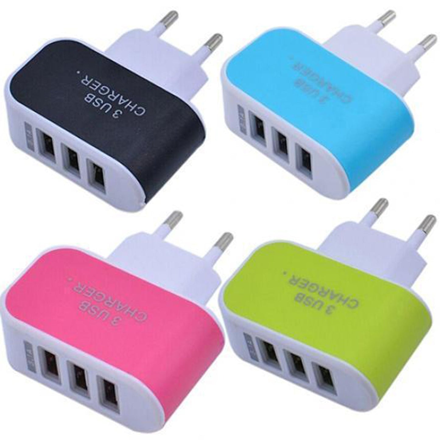 1705 Triple USB 3 Port Wall AC Adapter Charger for Mobile Phone (1Pc Only) Dukandaily